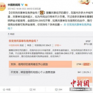 共享单车押金该不该收，听听网友怎么说